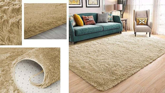 Strado Carpets Shaggy Rectangular Rug Cappuccinocamel (Light Brown) 60x90cm