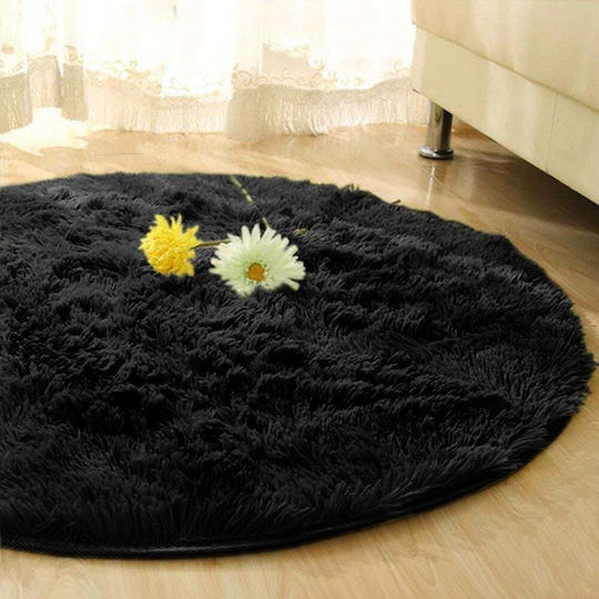 Strado Carpets Αντιολισθητικό Χαλί Στρογγυλό Shaggy Μαύρο Φ300cm