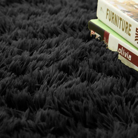 Strado Carpets Αντιολισθητικό Χαλί Στρογγυλό Shaggy Μαύρο Φ300cm