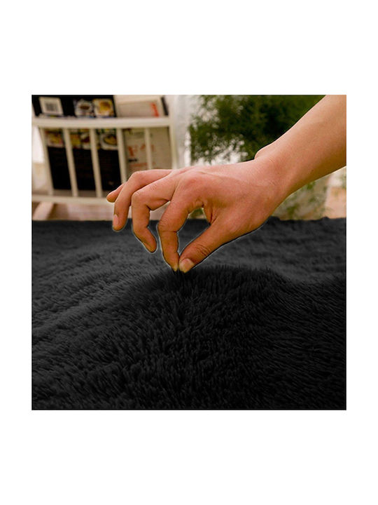 Strado Carpets Αντιολισθητικό Χαλί Στρογγυλό Shaggy Μαύρο Φ80cm