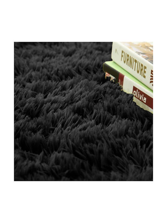 Strado Carpets Αντιολισθητικό Χαλί Στρογγυλό Shaggy Μαύρο Φ80cm