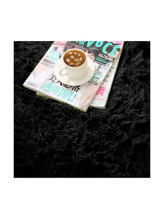 Strado Carpets Αντιολισθητικό Χαλί Στρογγυλό Shaggy Μαύρο Φ80cm
