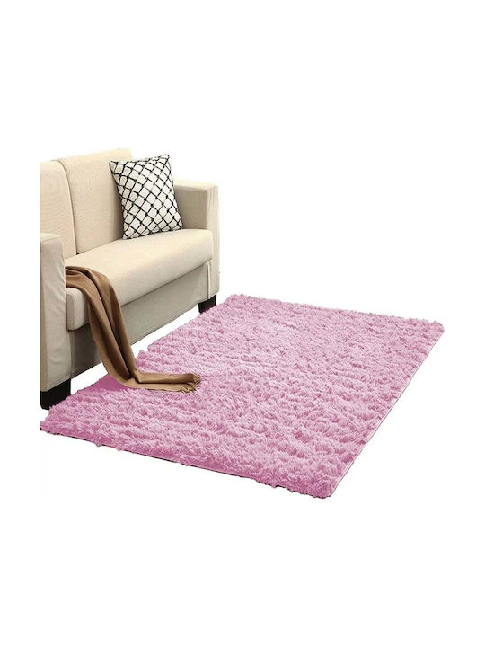 Strado Carpets Rug Rectangular Shaggy Pink