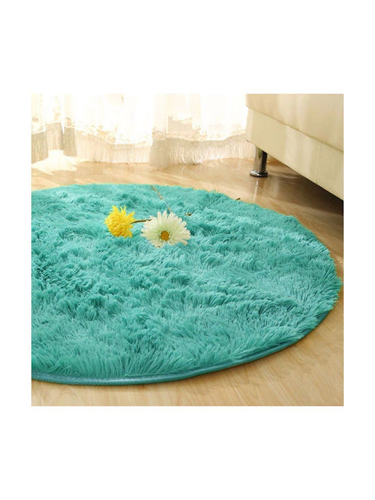 Strado Carpets Αντιολισθητικό Χαλί Στρογγυλό Shaggy Turquoise Φ120cm