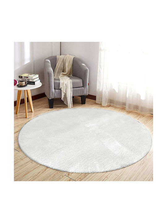 Strado Carpets Anti-slip Rug Round Shaggy White