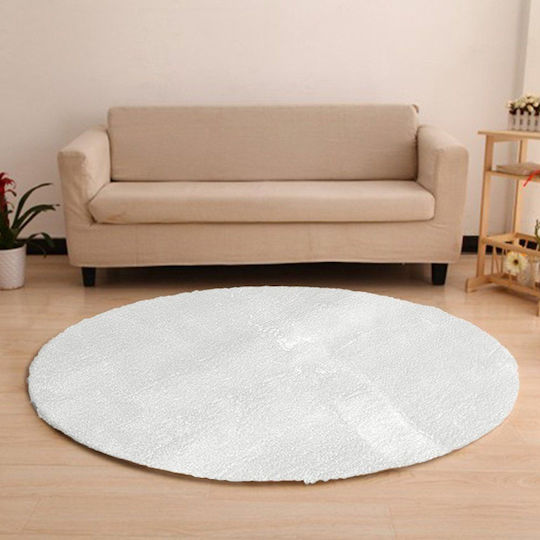 Strado Carpets Αντιολισθητικό Χαλί Στρογγυλό Shaggy White Φ120cm
