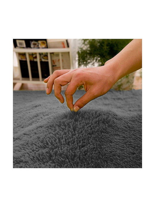 Strado Carpets Anti-slip Rug Round Shaggy Grey