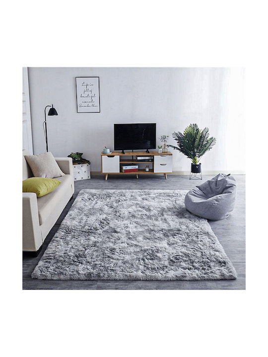 Teppich Rechteckig Zottelig Synthetisch,Polyester/Cotton/Leather Light Gray