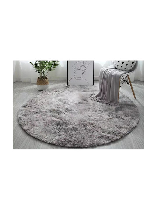 Strado Carpets Rug Round Shaggy Silver