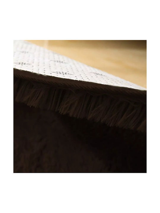Strado Carpets Rug Round Shaggy Dark Brown