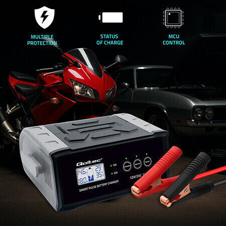 Qoltec Car Battery Charger 12/24V 25A