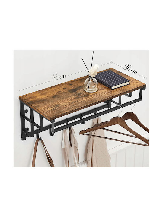 Agățătoare De Perete Metalică Cu 5 Compartimente Gri 66x28x30cm