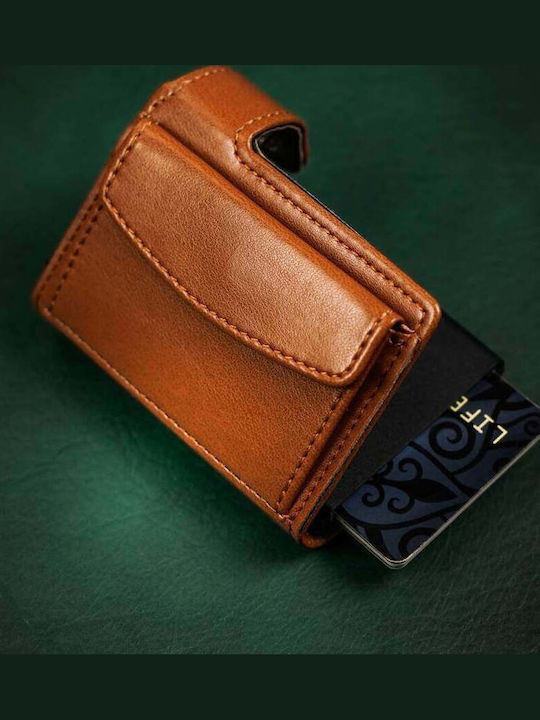 Small Leather Women's Wallet Cards with RFID Brown