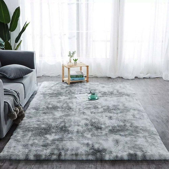 Strado Teppich Rechteckig Zottelig Synthetisch,Polyester/Cotton/Leather Light Gray
