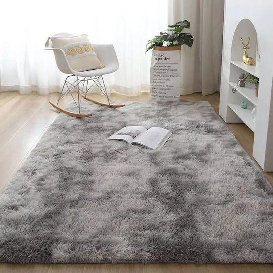 Strado Teppich Rechteckig Zottelig Synthetisch,Polyester/Cotton/Leather Light Gray