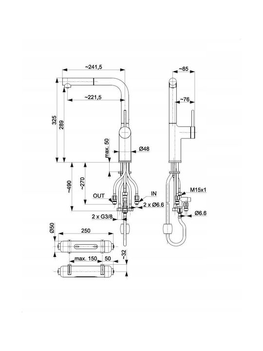KFA Kitchen Faucet Counter with Shower Gray
