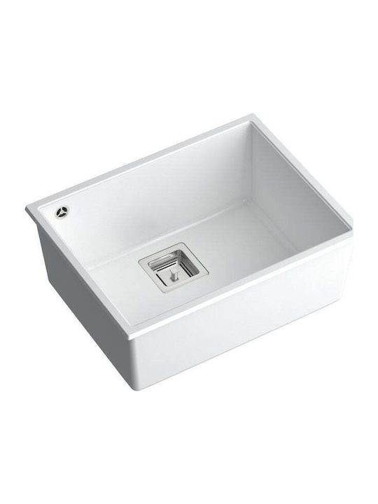 Quadron Drop-In Sink Inox with Faucet W55xD42cm White