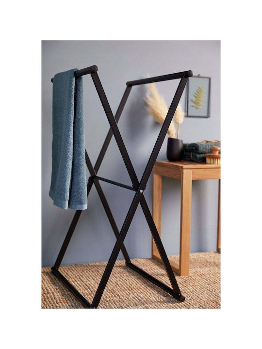 Wenko 237091121 Double Floor Standing Bathroom Freestanding Towel Rack ​35x80.5cm Inox Black