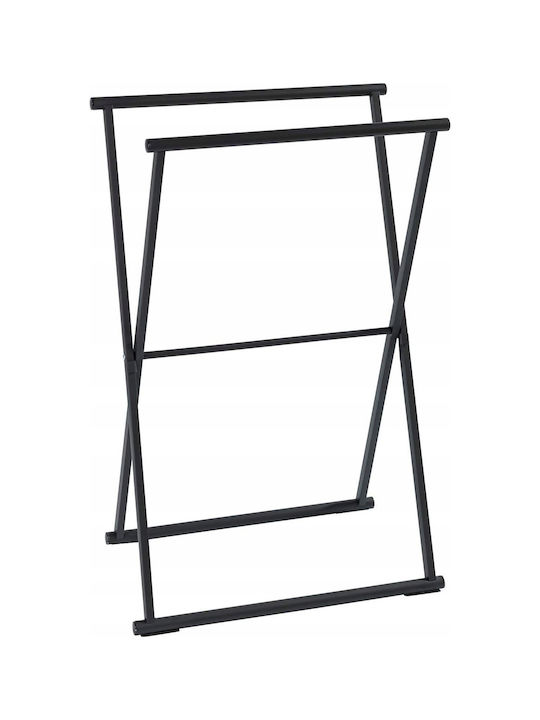 Wenko 237091121 Double Floor Standing Bathroom Freestanding Towel Rack ​35x80.5cm Inox Black