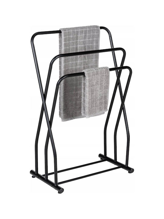 Wenko Single Wall-Mounted Bathroom Freestanding Towel Rack Inox Black