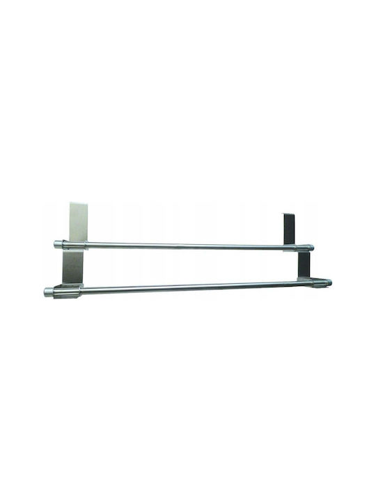 Zeller Doppel Wandhalterung Badezimmerhaken mit Schrauben 57x18,5cm Silber