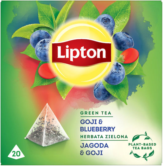 Lipton Τσαι Πρασινο Πυραμιδα 20x1 4gr Γκοτζι Μπερι + & Μυρτιλο
