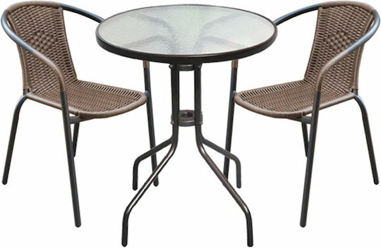 Woodwell Garten- und Outdoor-Möbelsets für kleinen Balkon Baleno 3 Stück Anthrazit E240