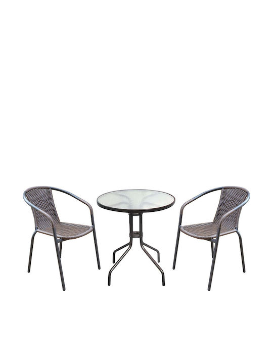 Baleno 3 Pieces Dining Set for Small Outdoor Spaces Anthracite E240
