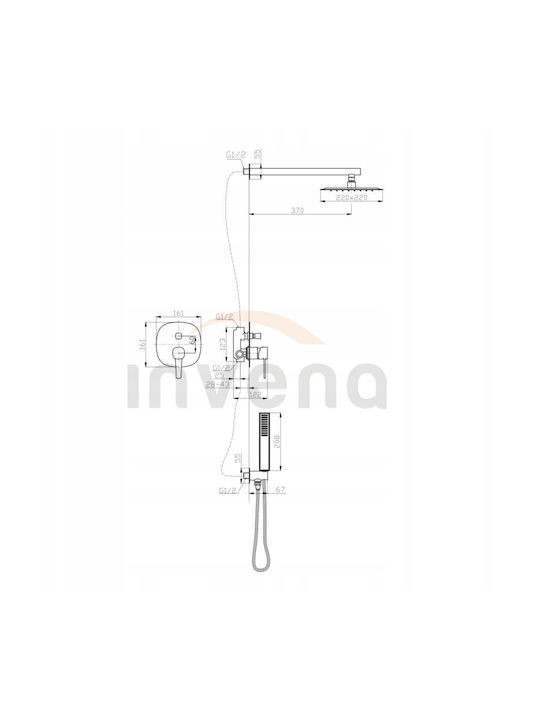 Invena Built-in Faucet Mixer for Shower Gold