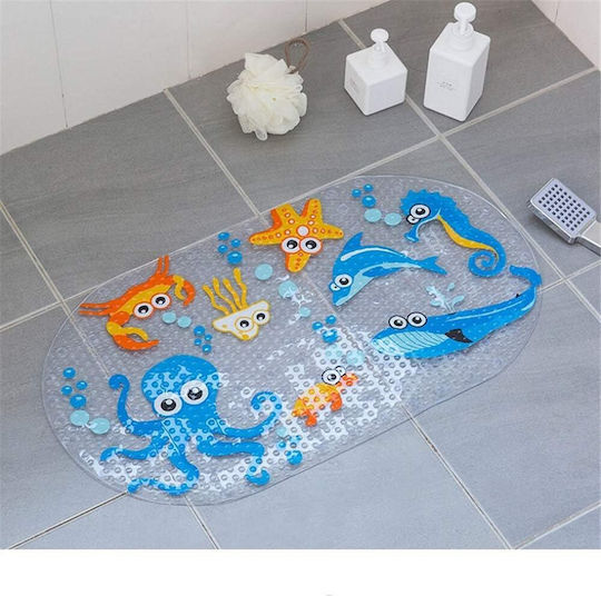 Rutschfeste Badematte mit Saugnäpfen Blau 39x69εκ.
