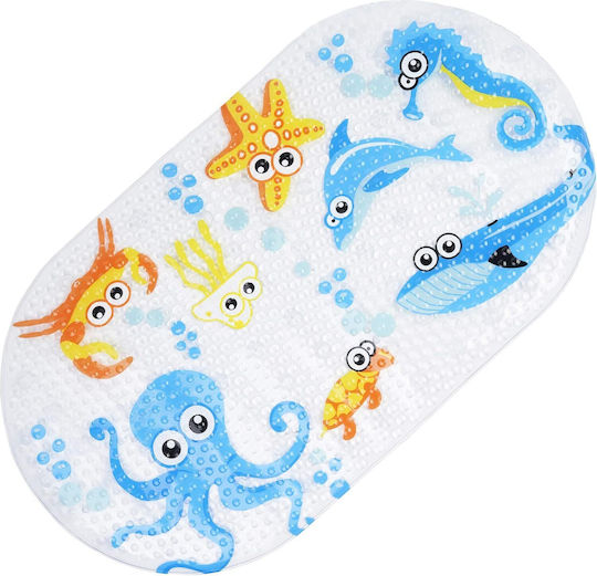 Rutschfeste Badematte mit Saugnäpfen Blau 39x69εκ.