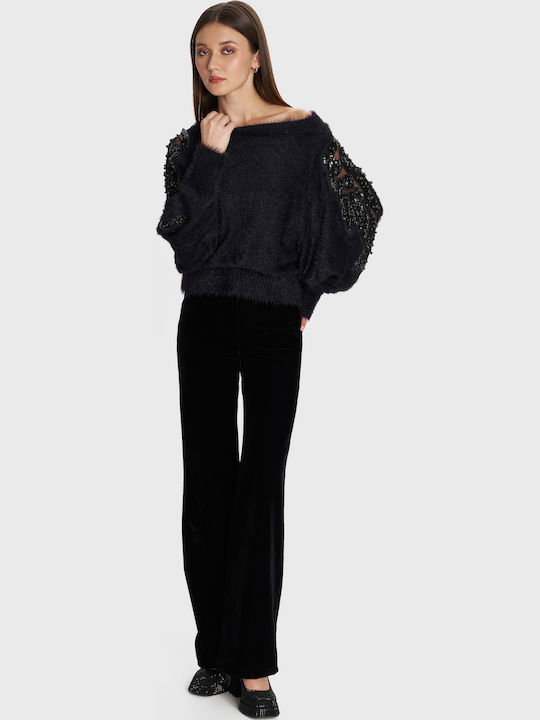 Damen Stoff Hose Black