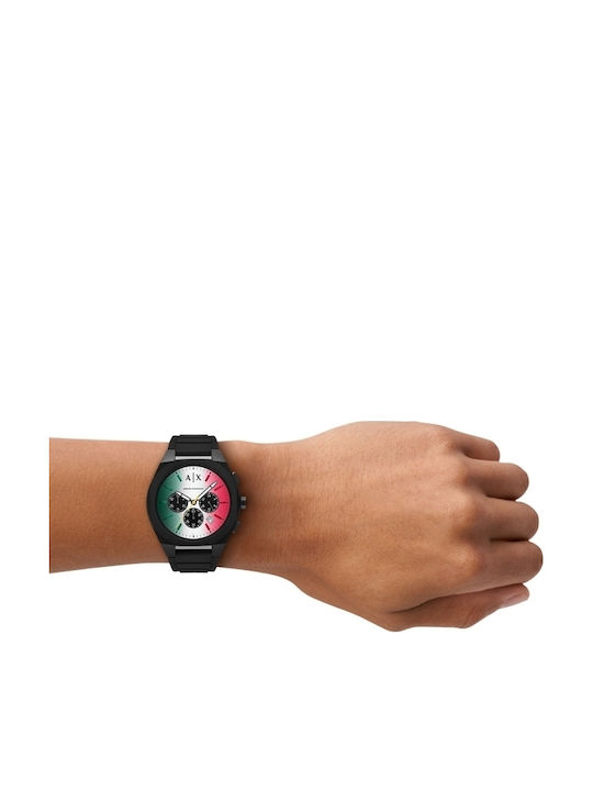 Armani Exchange Мъжки Часовник 44mm Хронограф На Батерия с Черна Текстилна Каишка