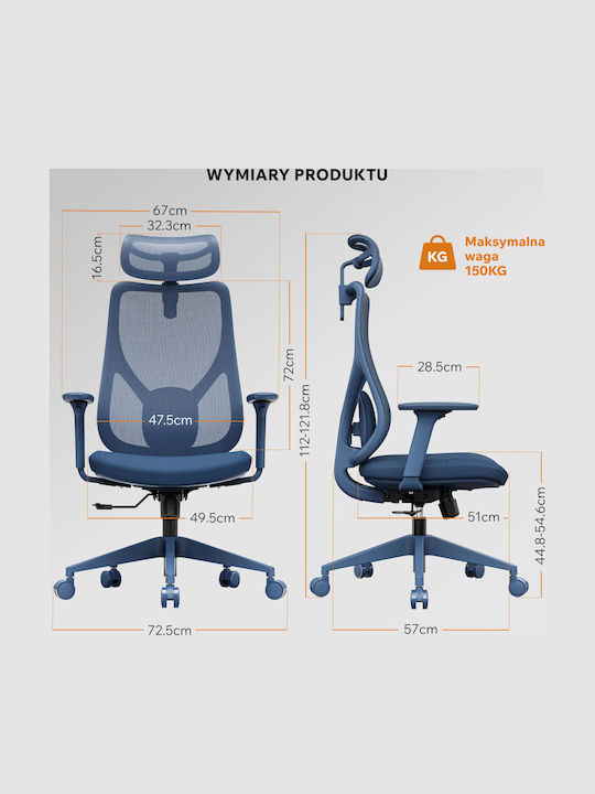 Office Chair with Adjustable Arms Navy Blue SENSE7