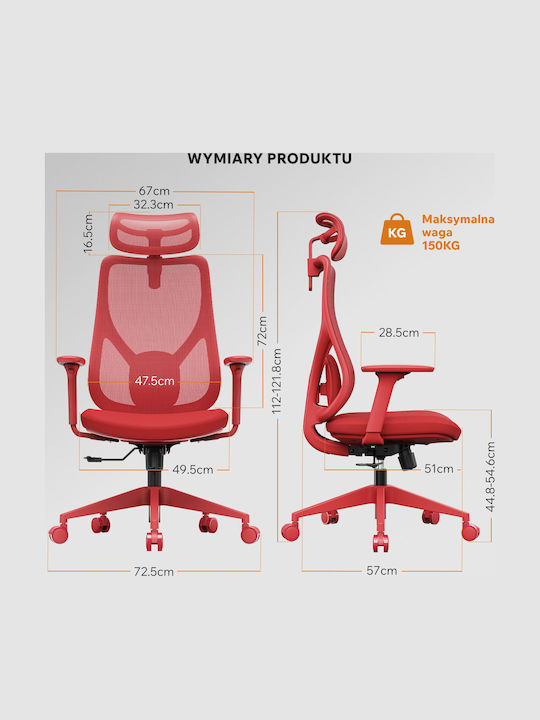 Office Chair with Adjustable Arms Red SENSE7