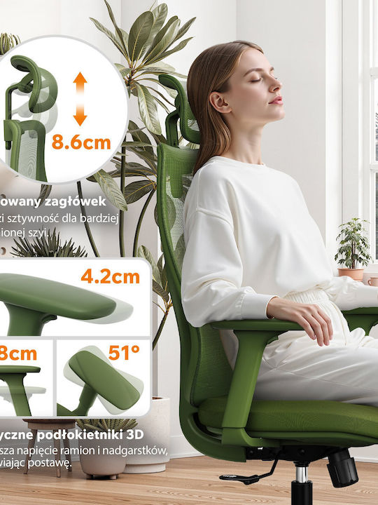 Office Chair with Adjustable Arms Green SENSE7