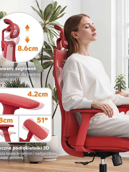 Office Chair with Adjustable Arms Red SENSE7