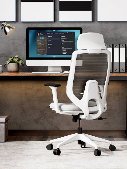 Stuhl Büro mit Verstellbaren Armen Weiß SENSE7