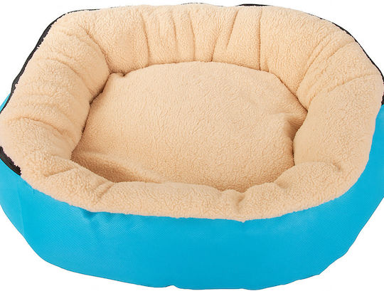 Pat Pentru Câini și Pisici Zola Cu Baldachin Detasabil 54 X 13 Cm Material Moale Rotund Albastru Crem