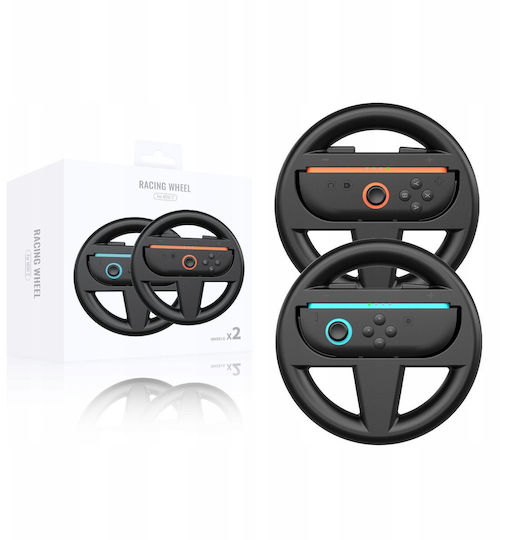 2x Steering Wheel Holder Joy-con Nintendo Switch 2 Nsw2 Mario Kart 2x Black Jys-ns226