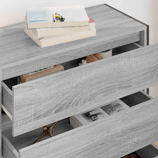 Wooden & Metallic Chest of Drawers Gray Sonoma 79x36x75.5cm