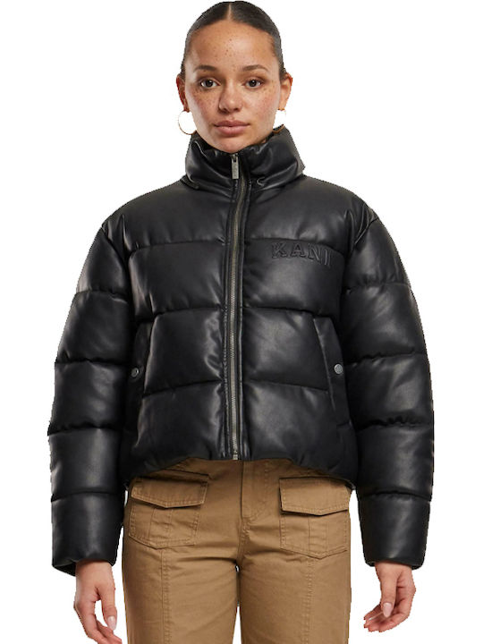 Κοντό Γυναικείο Puffer Μπουφάν για Χειμώνα Black