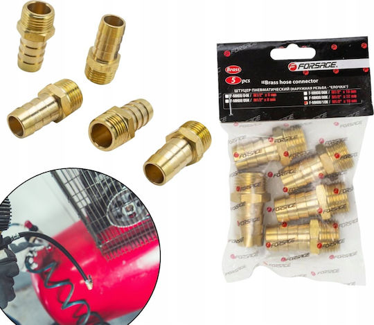 Forsage Air Tool Connection External Thread 1/2" Fishbone 16mm Set 5 Pieces