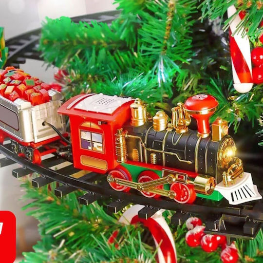 Electric Christmas Train 80 Cm Lighting & Music Base Placement On Tree