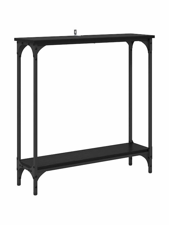 Console Table Wood & Metal Black Beech L75xW22.5xH75cm
