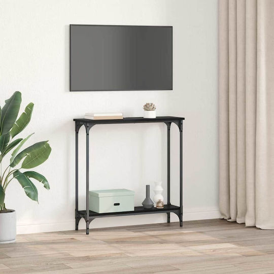 Console Table Wood & Metal Black Beech L75xW22.5xH75cm