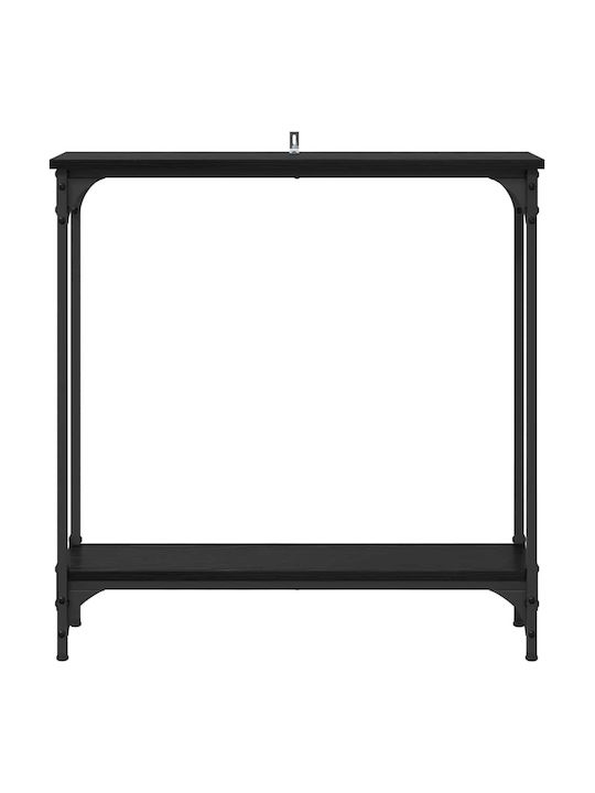 Console Table Wood & Metal Black Beech L75xW22.5xH75cm