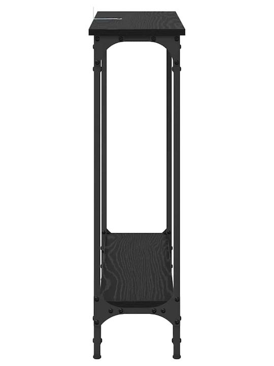 Console Table Wood & Metal Black Beech L75xW22.5xH75cm