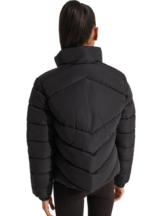 Scurtă Jachetă de femei Puffer Waterproof Negru