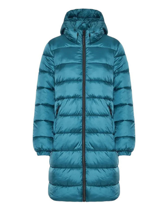 Lang Damen Puffer Jacke für Winter Grün